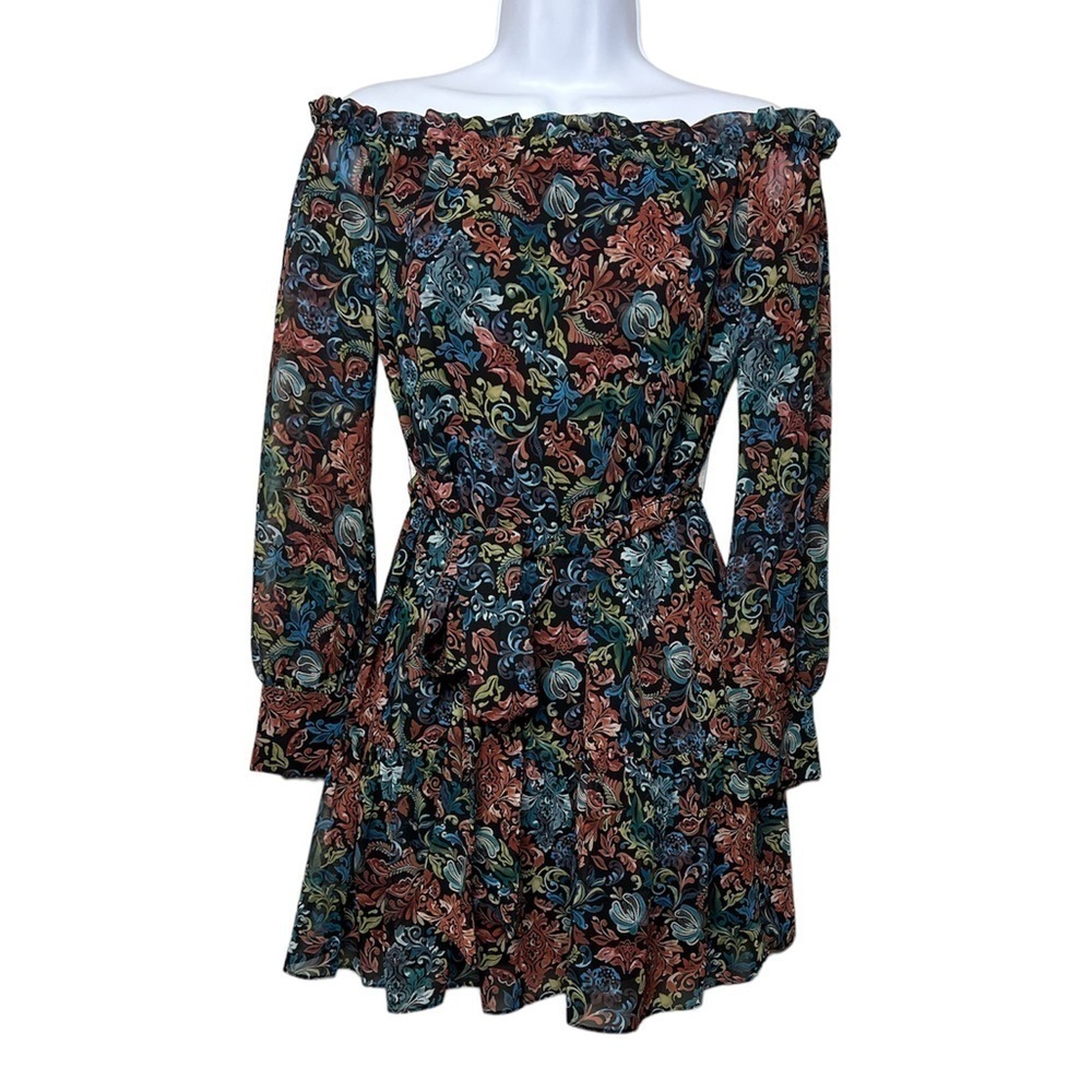Sam Edelman Off the Shoulder Long Sleeve Floral Mini Dress